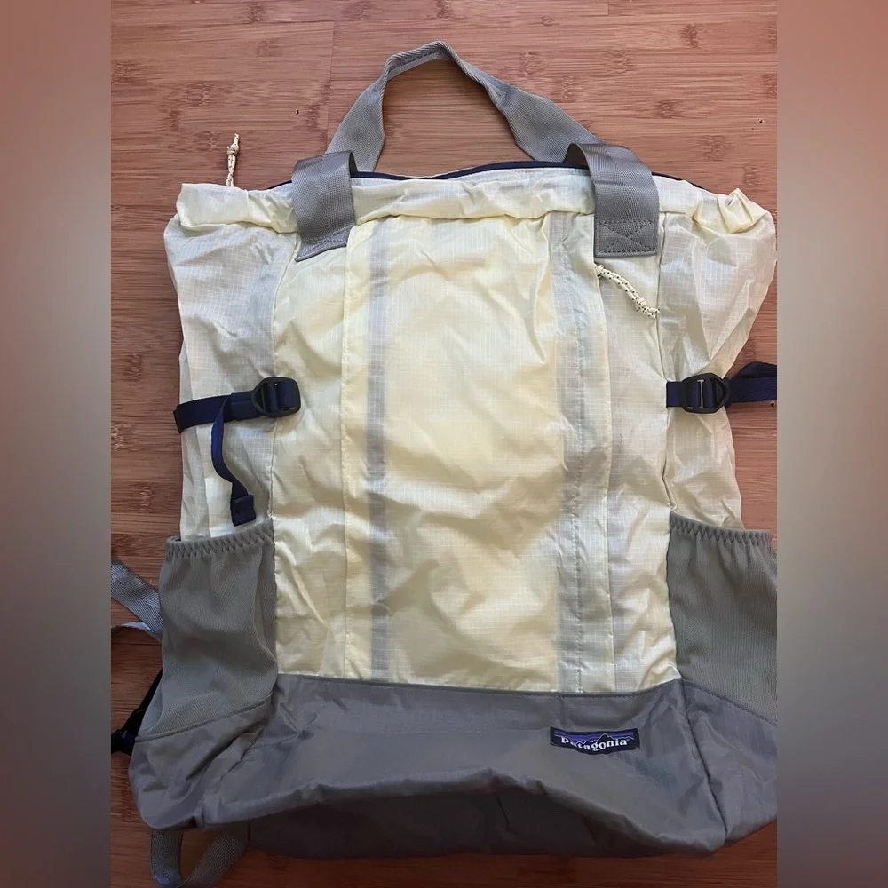 Patagonia Yellow and Gray Lightweight Roll-Top Backpack Tote